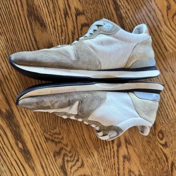 Golden Goose Beige & White Running Sneakers